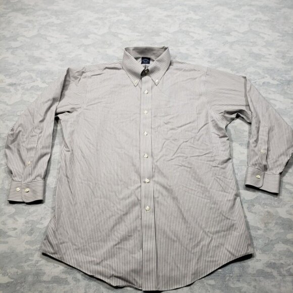 Brooks Brothers Shirt Mens 16.5 Gray Striped Long Sleeve Button Down - Picture 1 of 5